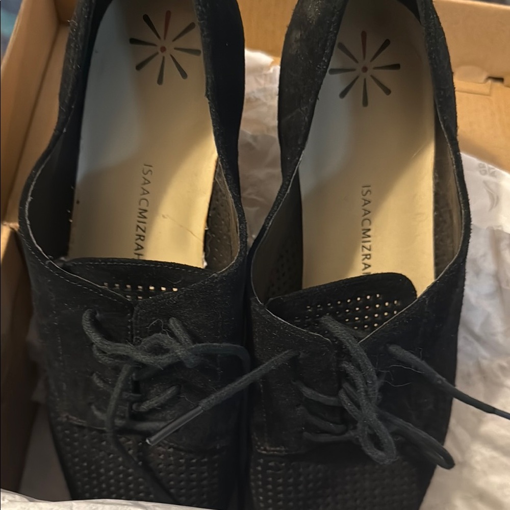 Black Perforated Flats with Lace-Up Design - Picture 5 of 5